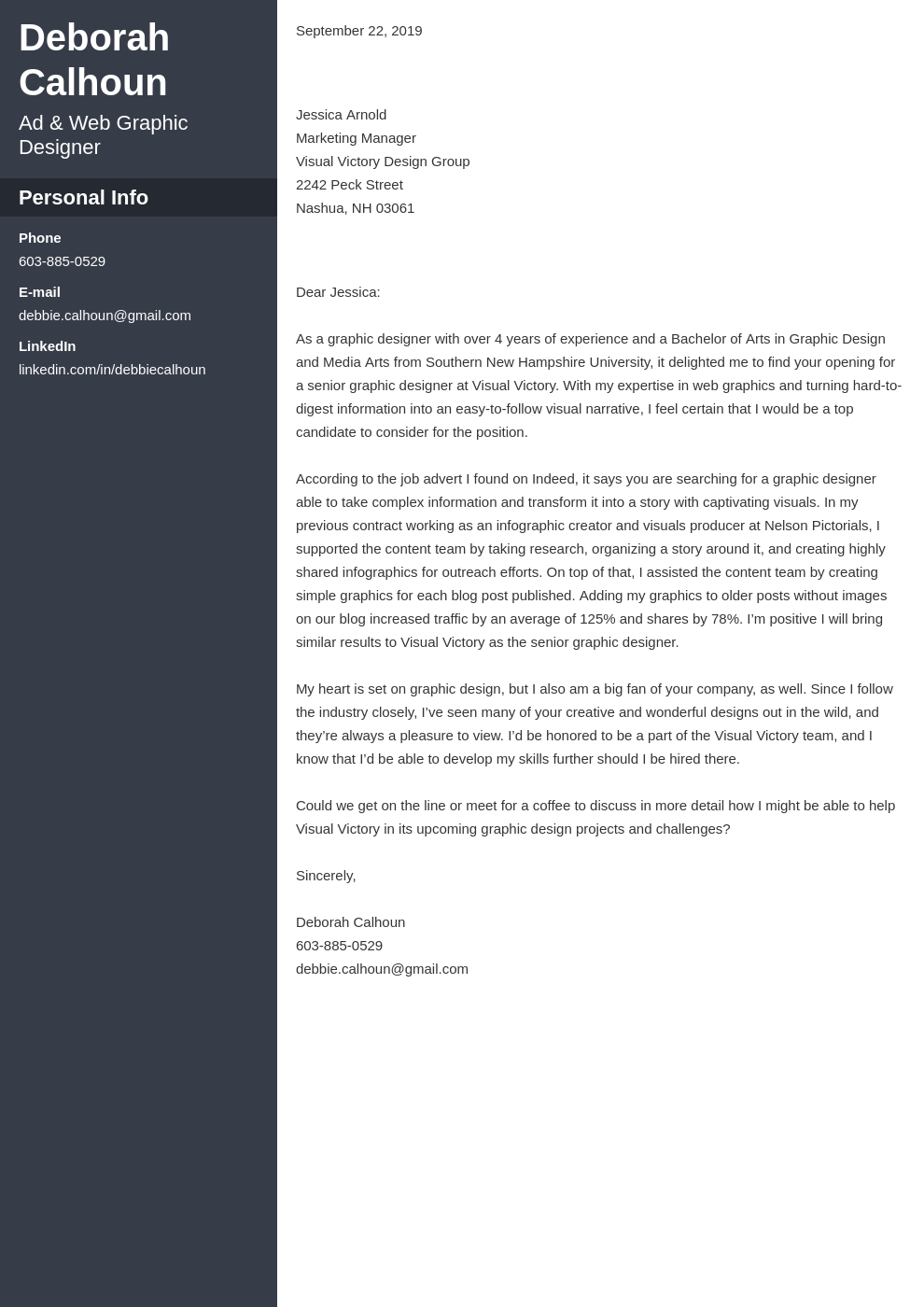 cover letter sample for a web designer