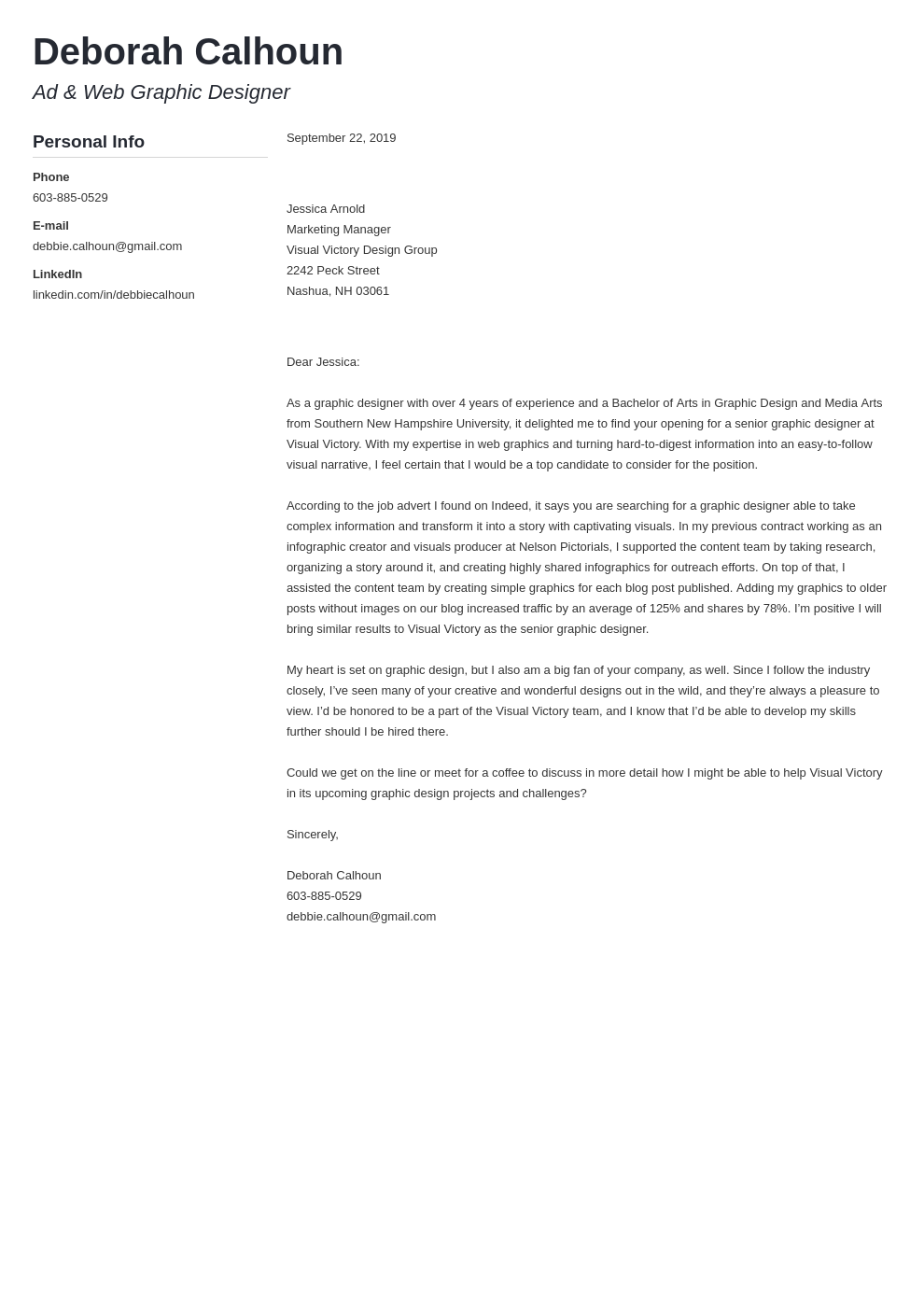 cover letter for graphic designer sample