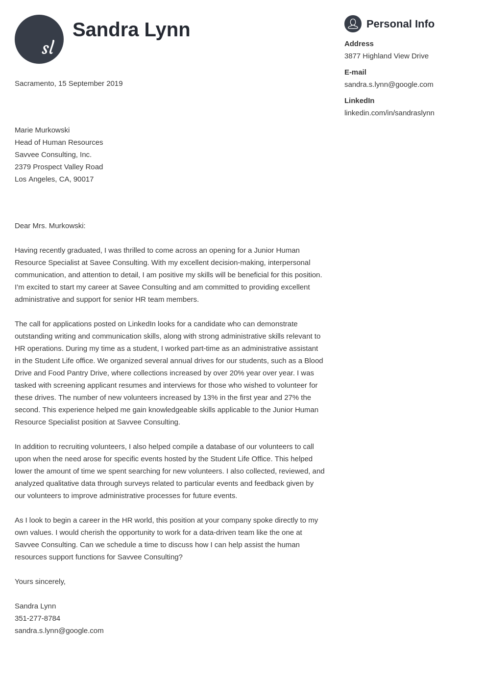cover letter examples human resources template primo