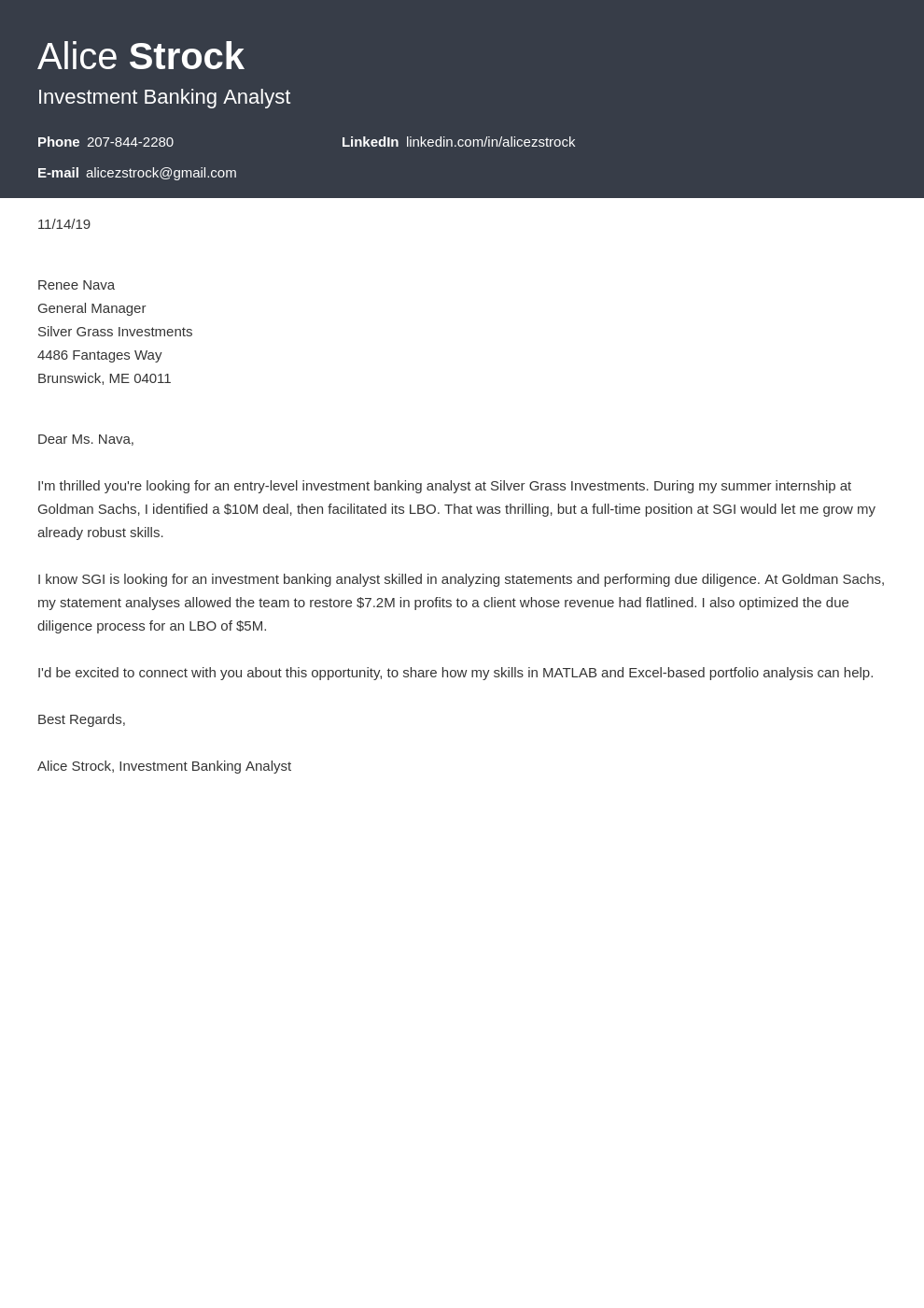cover letter examples investment banking template diamond