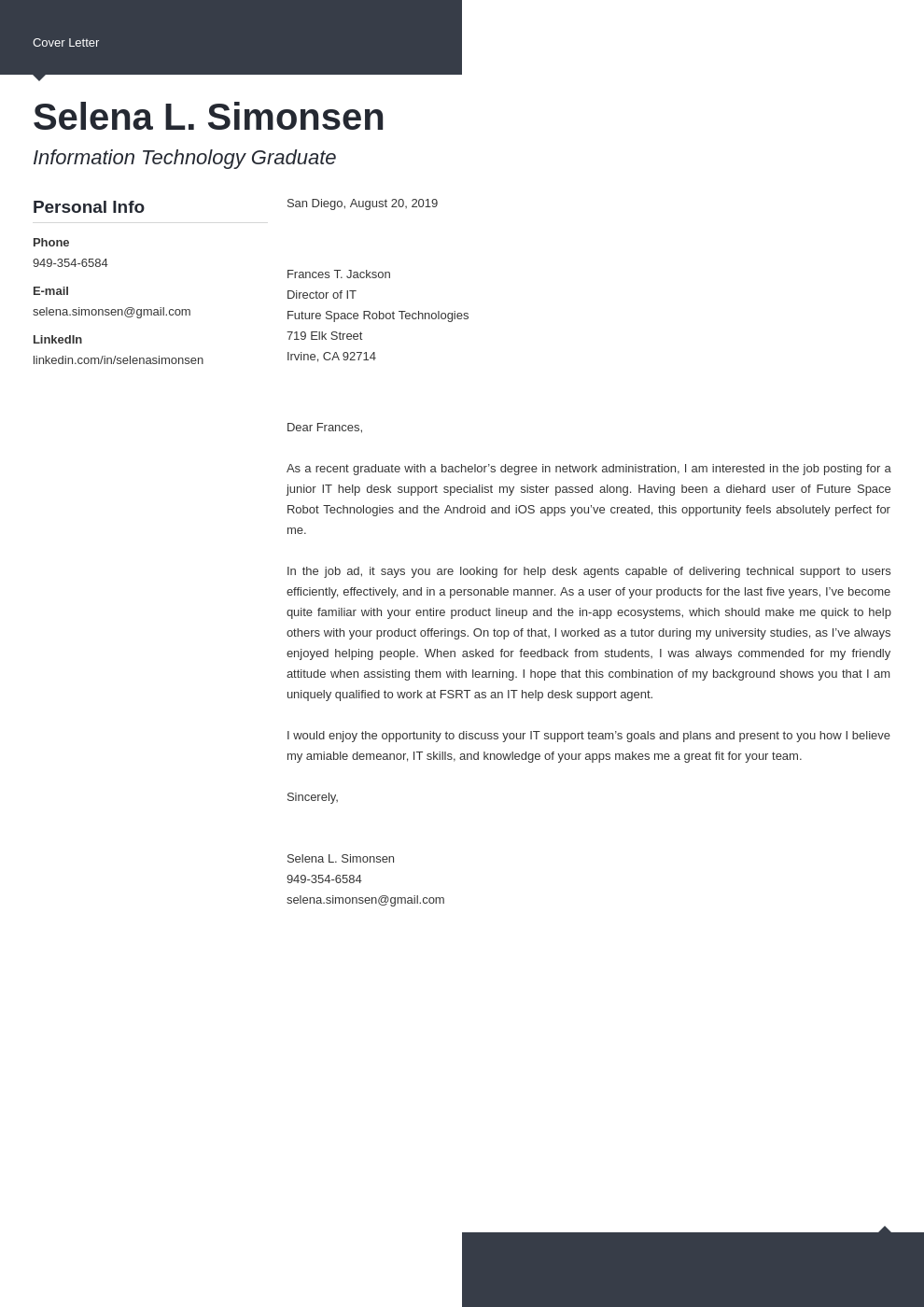 cover letter examples it template modern