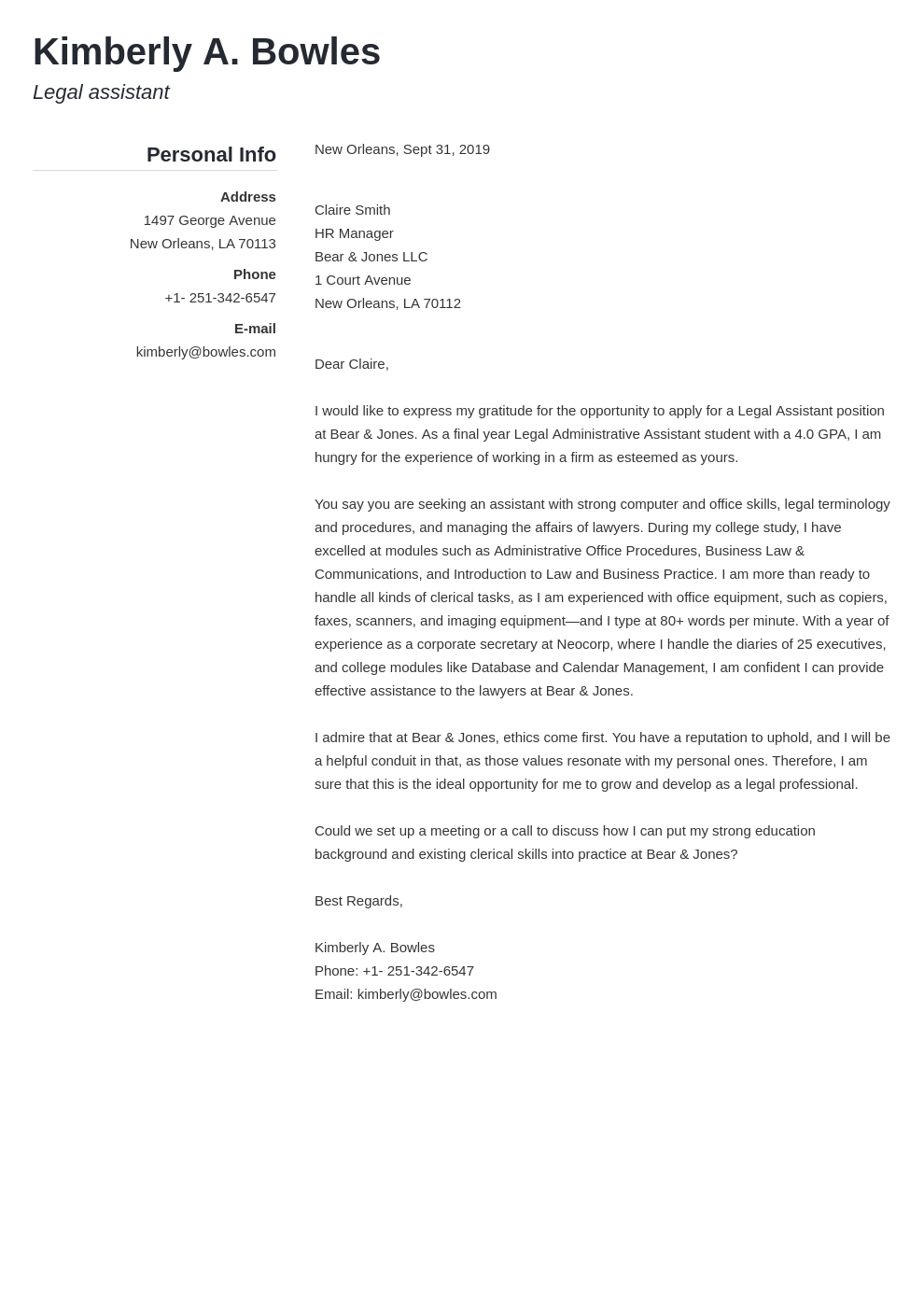 cover letter examples legal assistant template simple