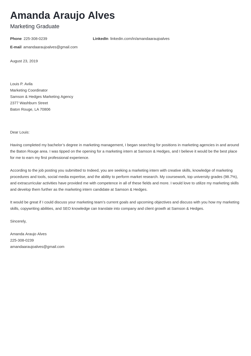cover letter examples marketing template minimo