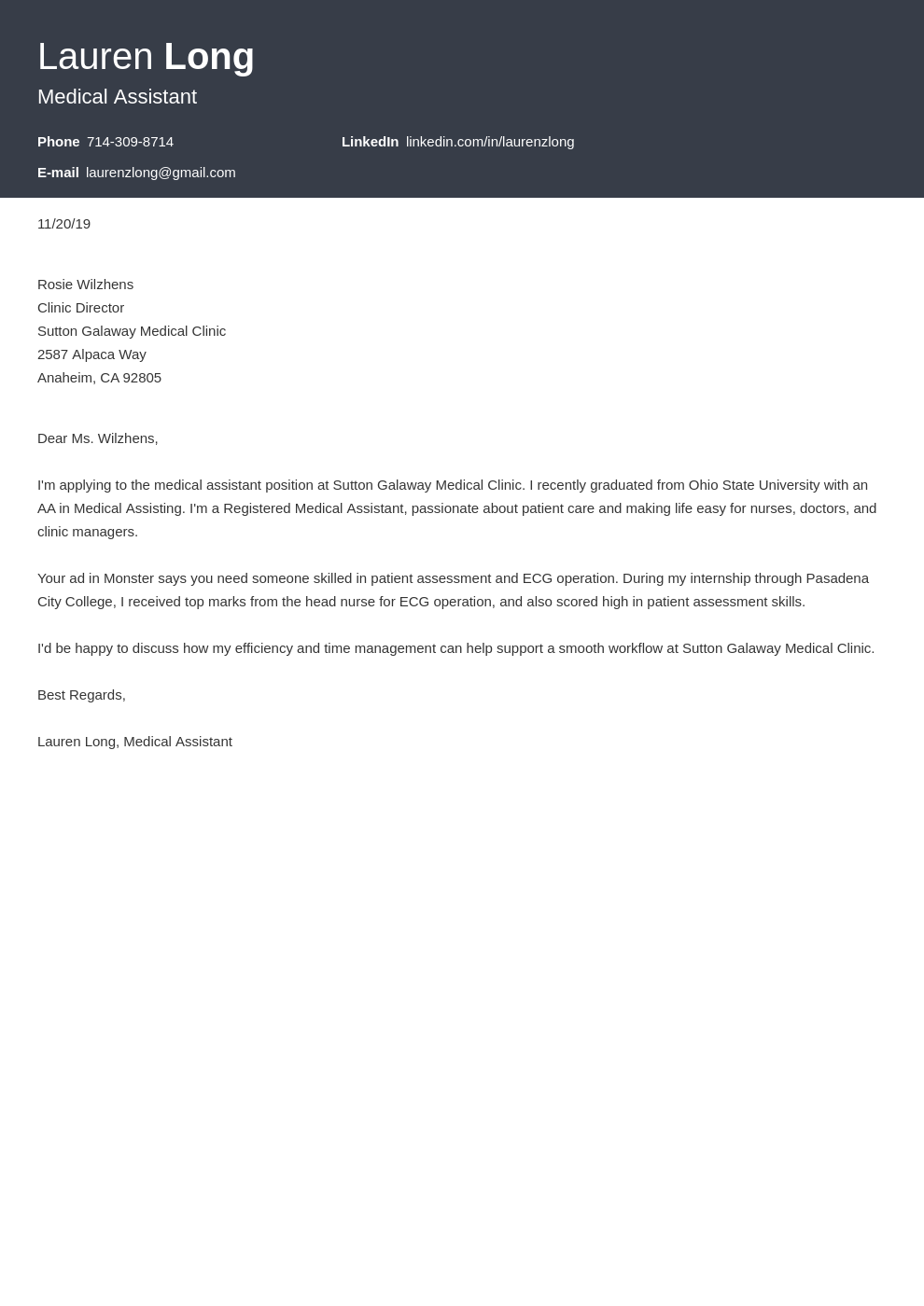 cover letter examples medical assistant template influx