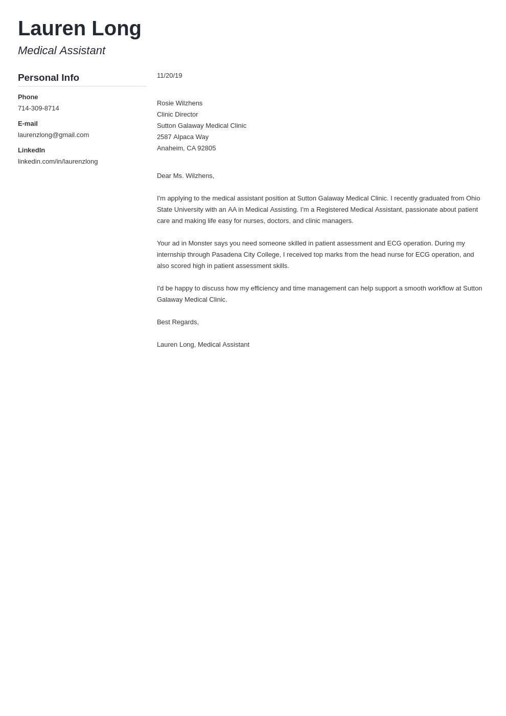 cover letter examples medical assistant template muse