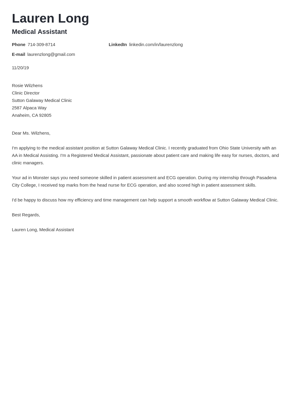 cover letter examples medical assistant template valera