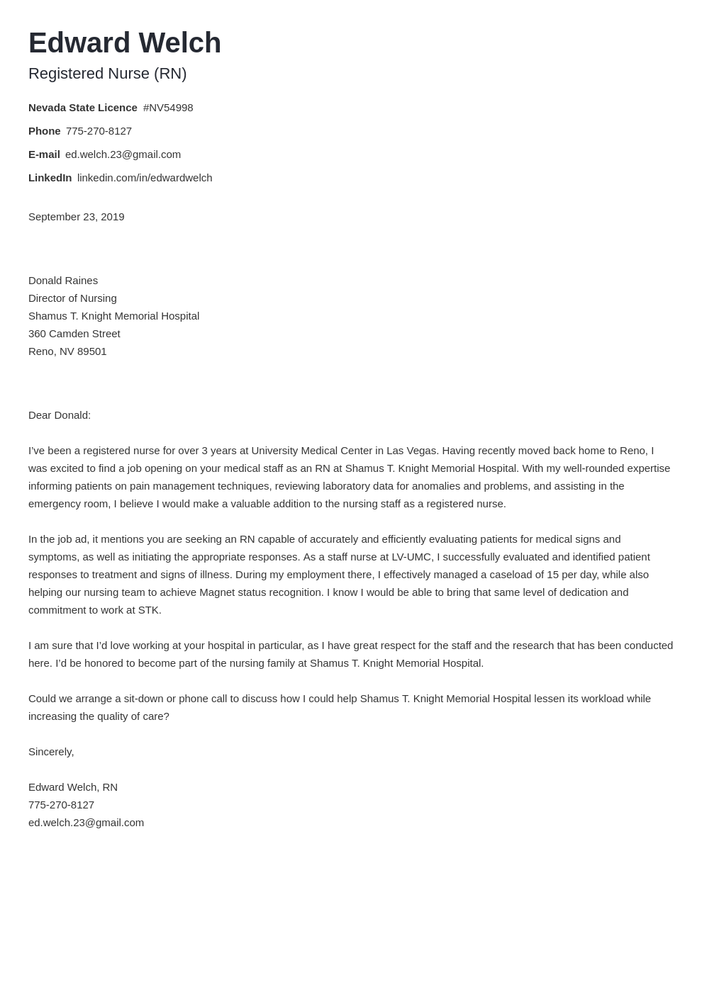 Nursing Cover Letter Examples Templates 2023 