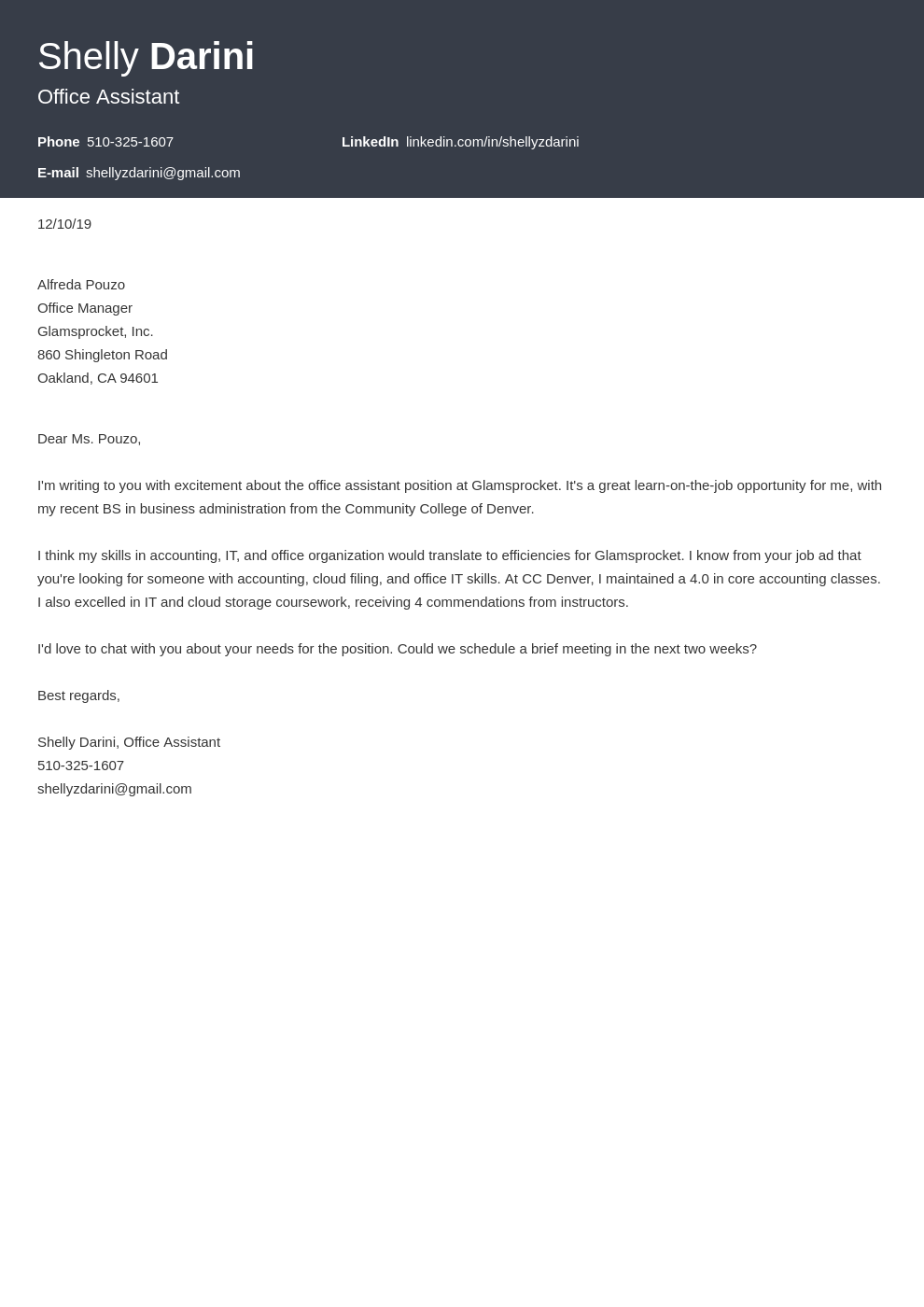 cover letter examples office assistant template diamond