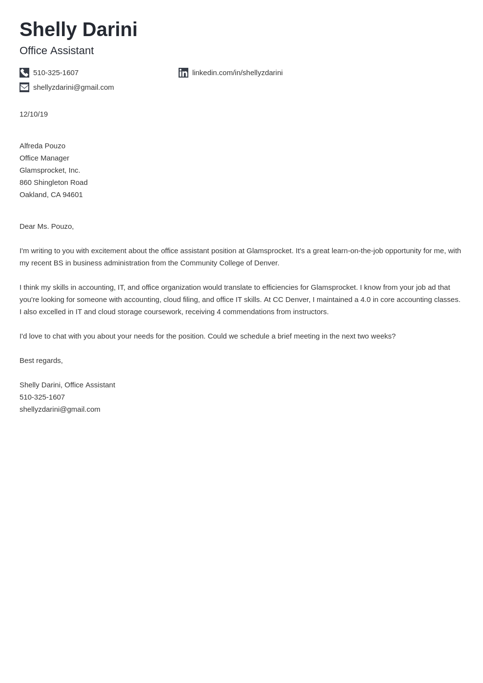 cover letter examples office assistant template iconic
