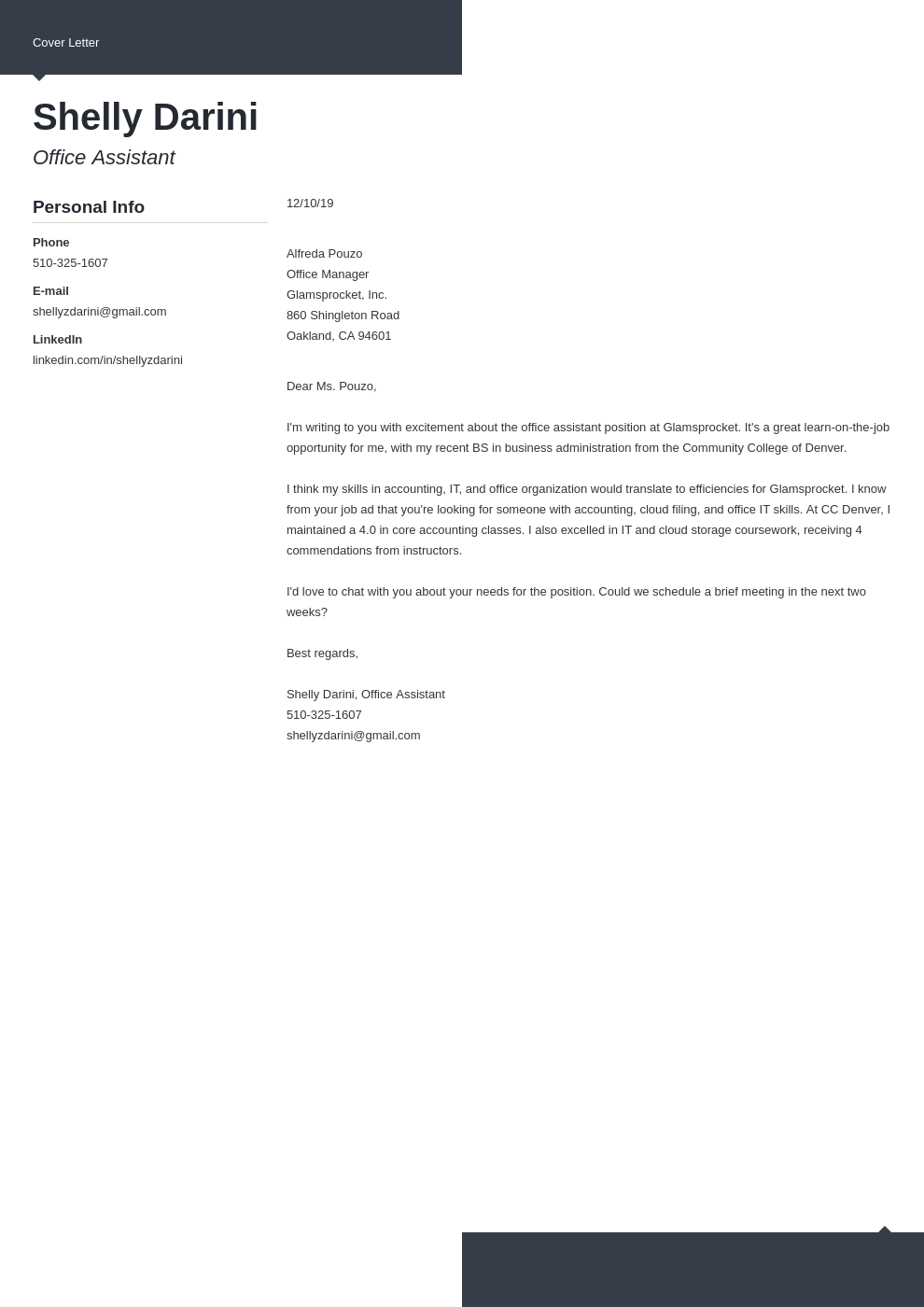 Office Assistant Cover Letter Examples Templates To Fill