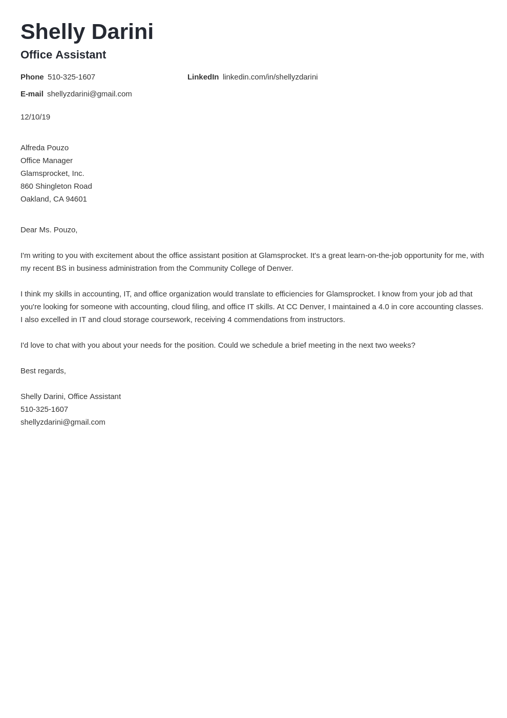 Office Assistant Cover Letter Examples Templates To Fill