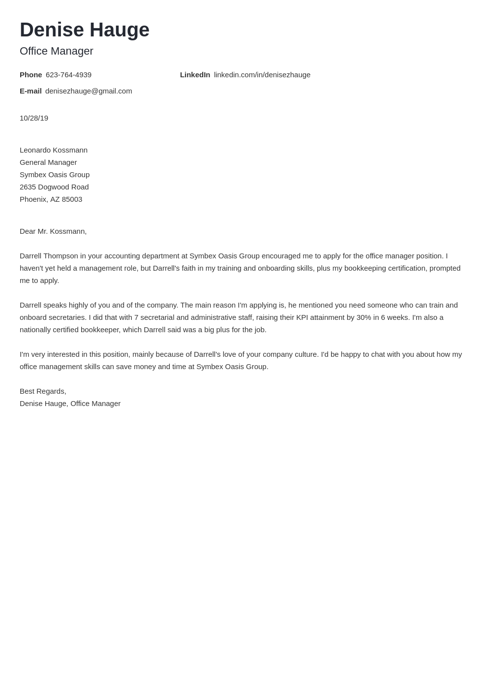 Office Manager Cover Letter: Examples & Ready-to-Use Templates
