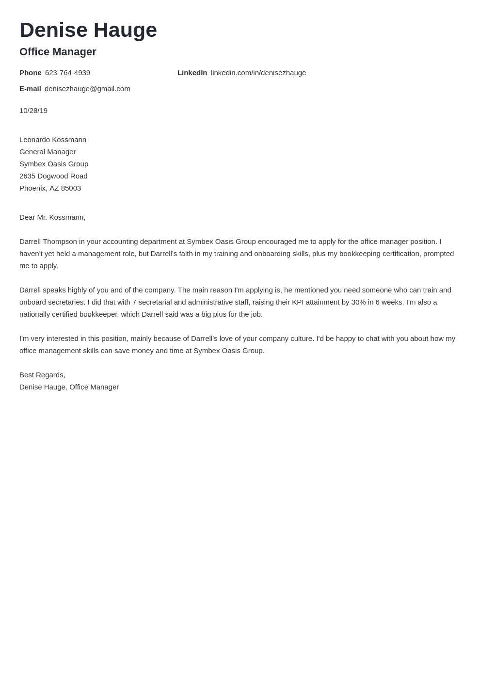 cover letter examples office manager template valera