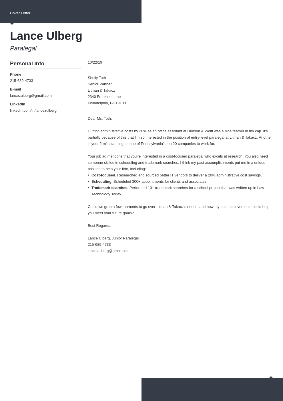 cover letter examples paralegal template modern