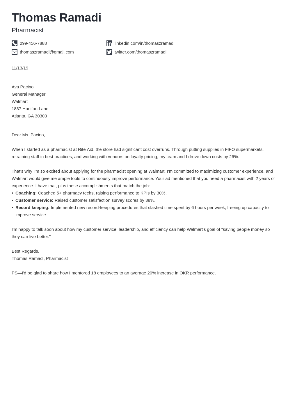 cover letter examples pharmacist template iconic