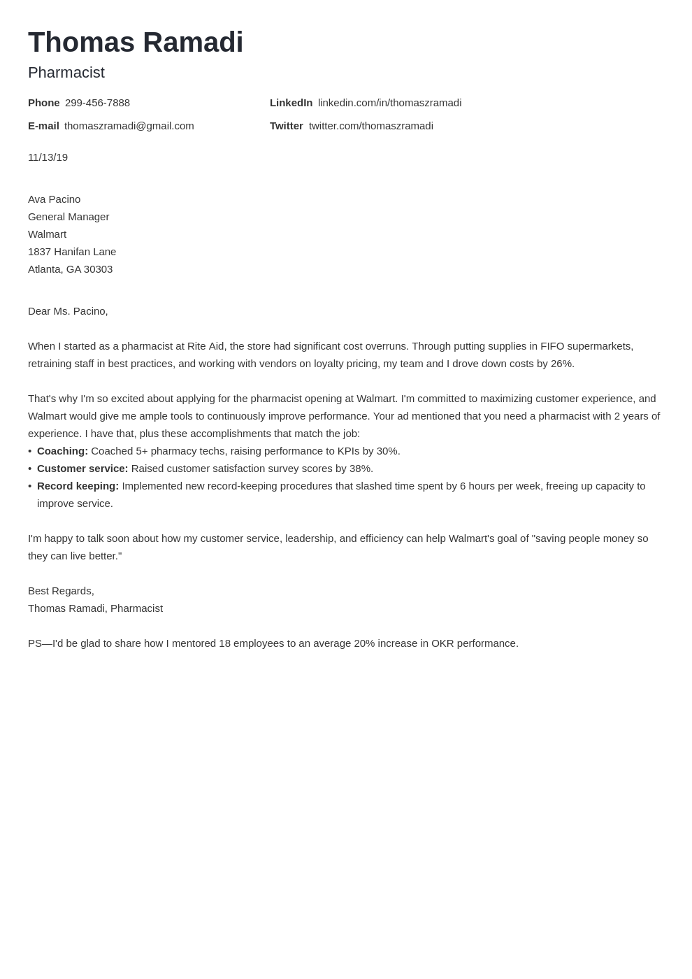 cover letter examples pharmacist template nanica