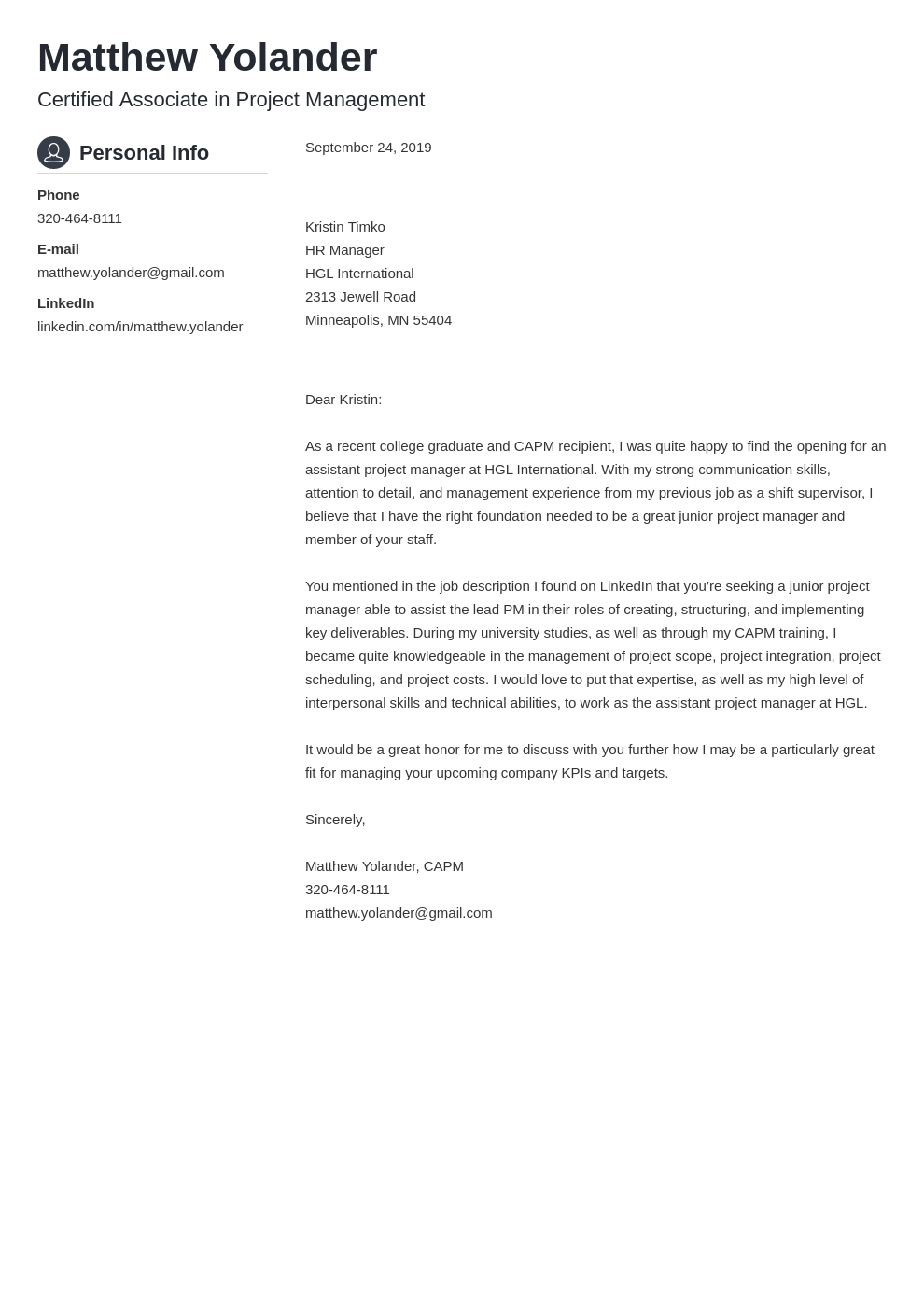 cover letter examples project manager template crisp