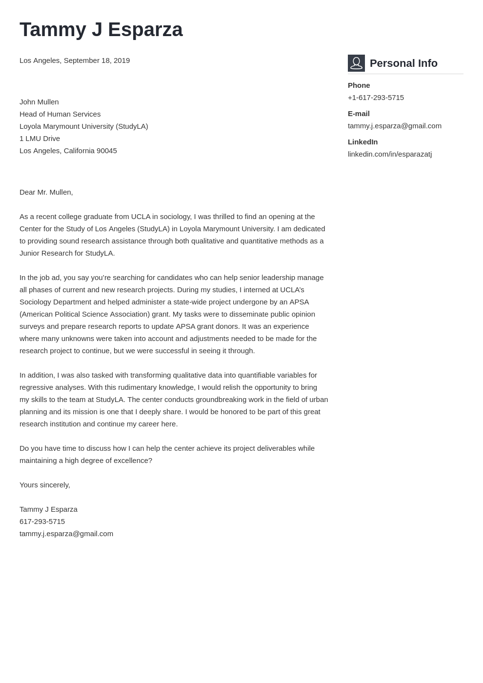 Research Assistant Cover Letter  No Experience & Mid-Level Examples