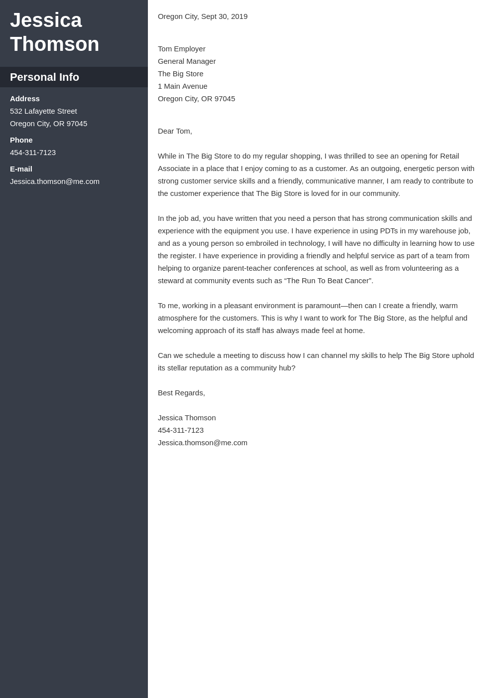 cover letter examples retail template cascade