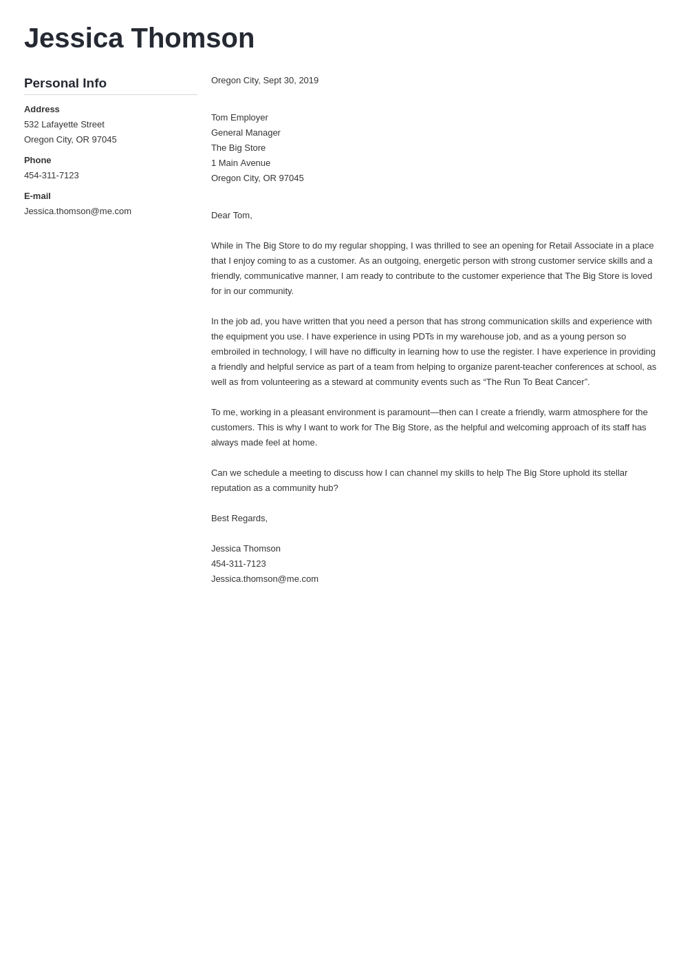 cover letter examples retail template muse