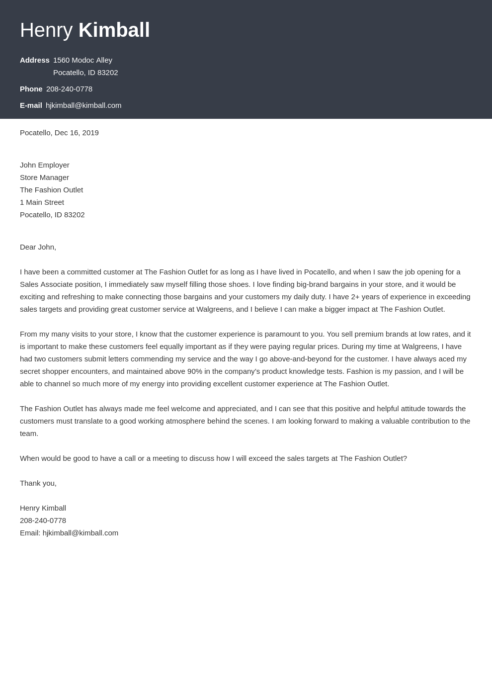 Sales Associate Cover Letter: Examples & Templates to Fill