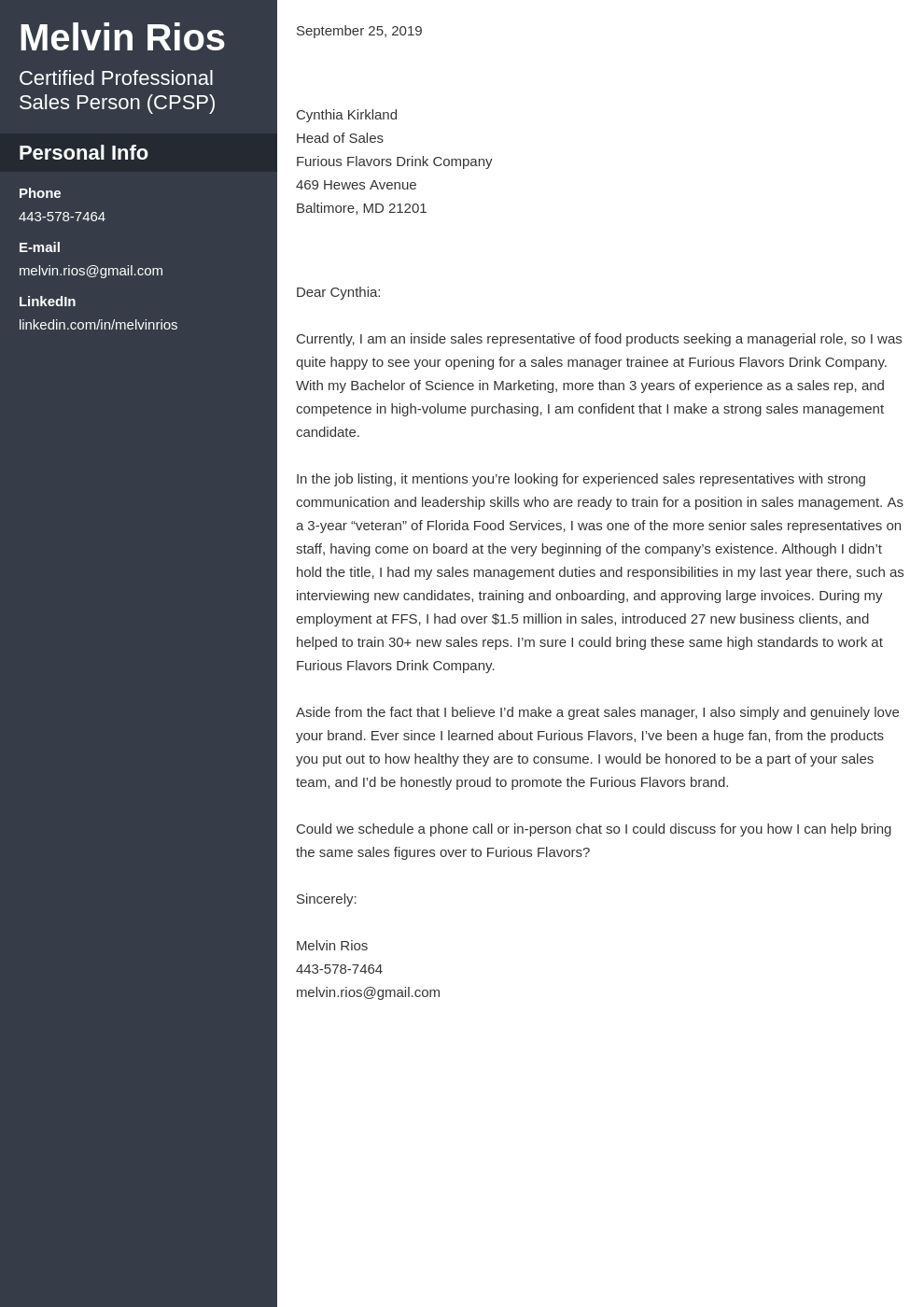 Sales Cover Letter: Examples & Ready-To-Use Templates