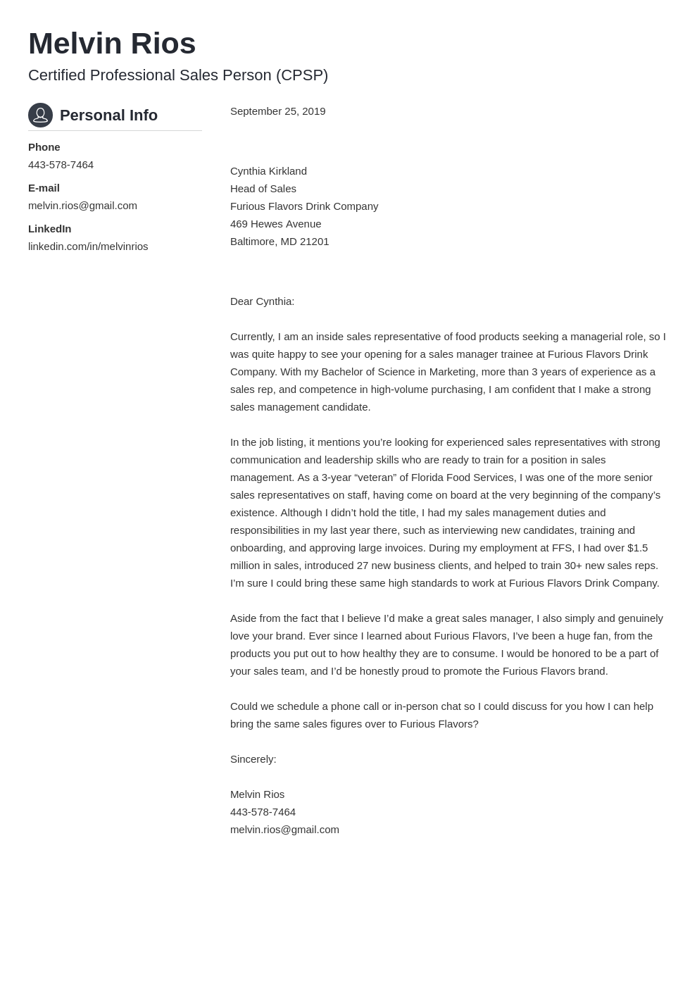 Sales Cover Letter Examples Ready To Use Templates