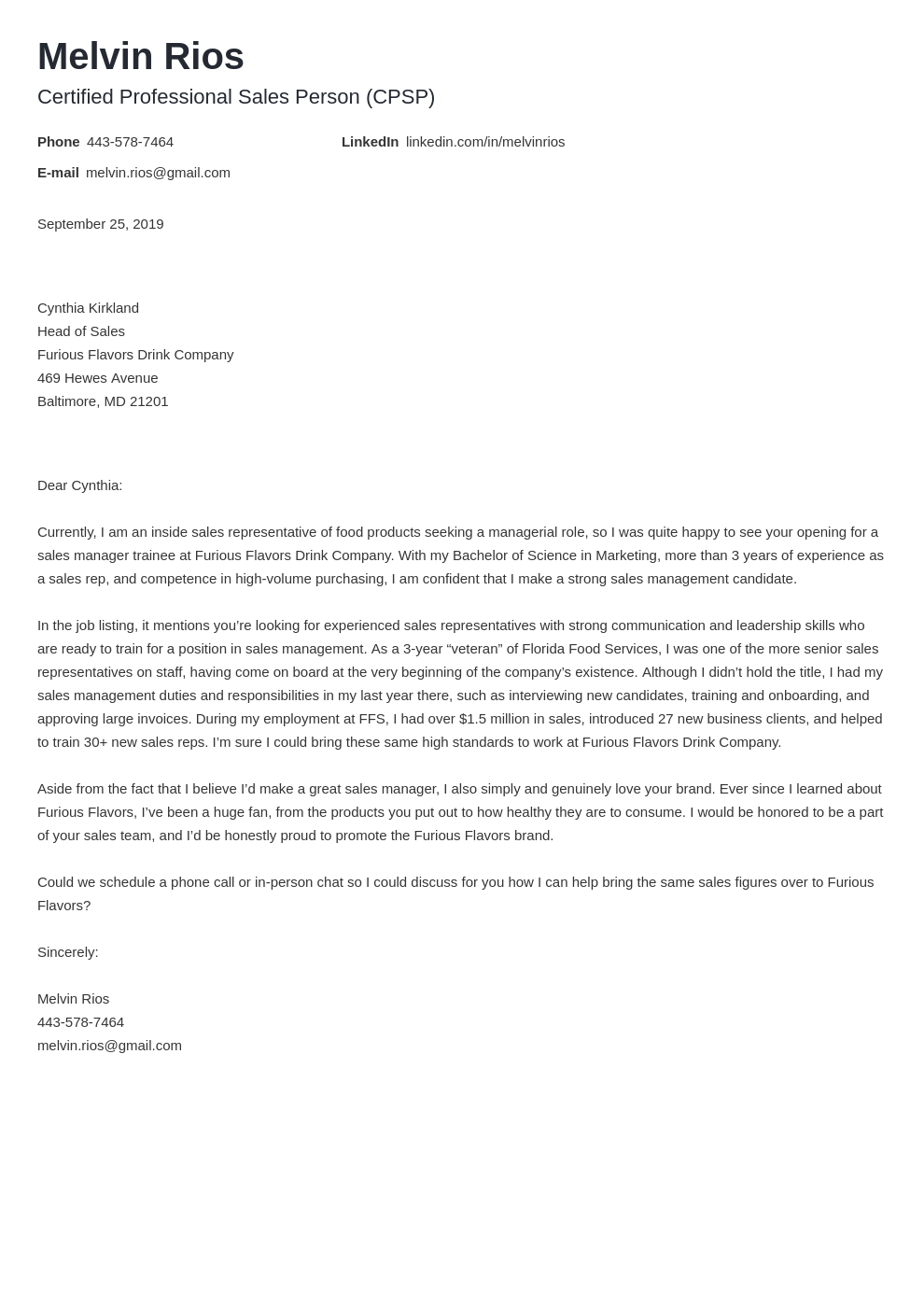cover letter examples sales template minimo