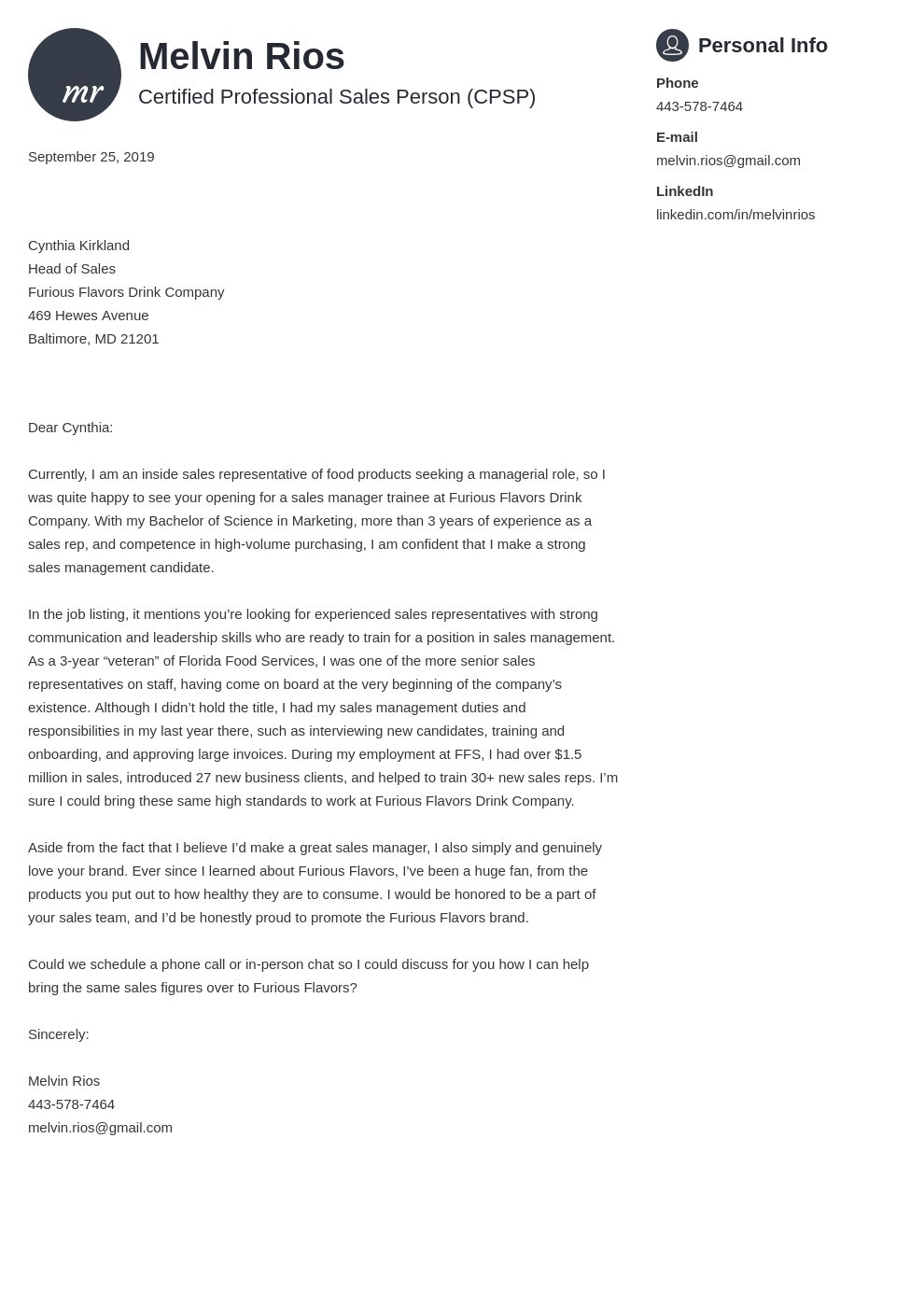 Sales Cover Letter Examples Ready To Use Templates