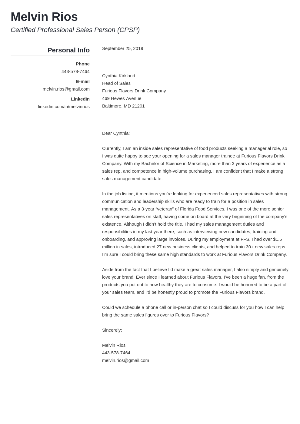 cover letter examples sales template simple