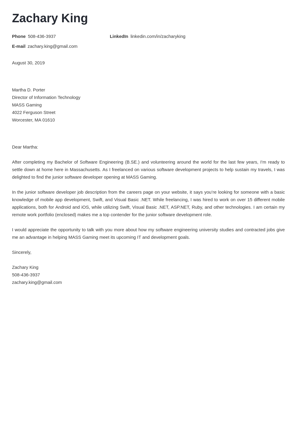 cover letter examples software engineer template minimo