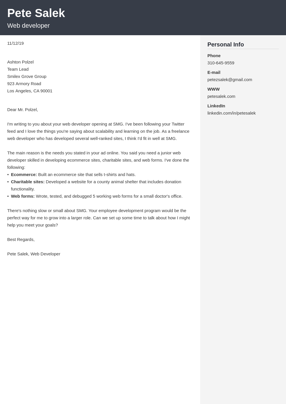 Web Developer Cover Letter Examples Ready To Use Templates