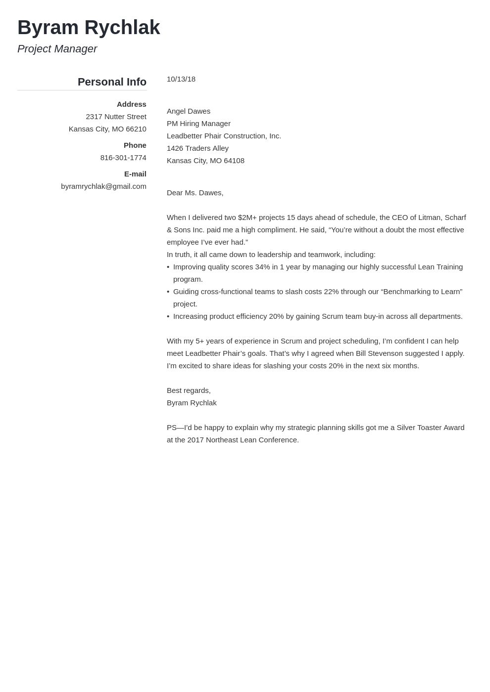 cover letter how to end template simple