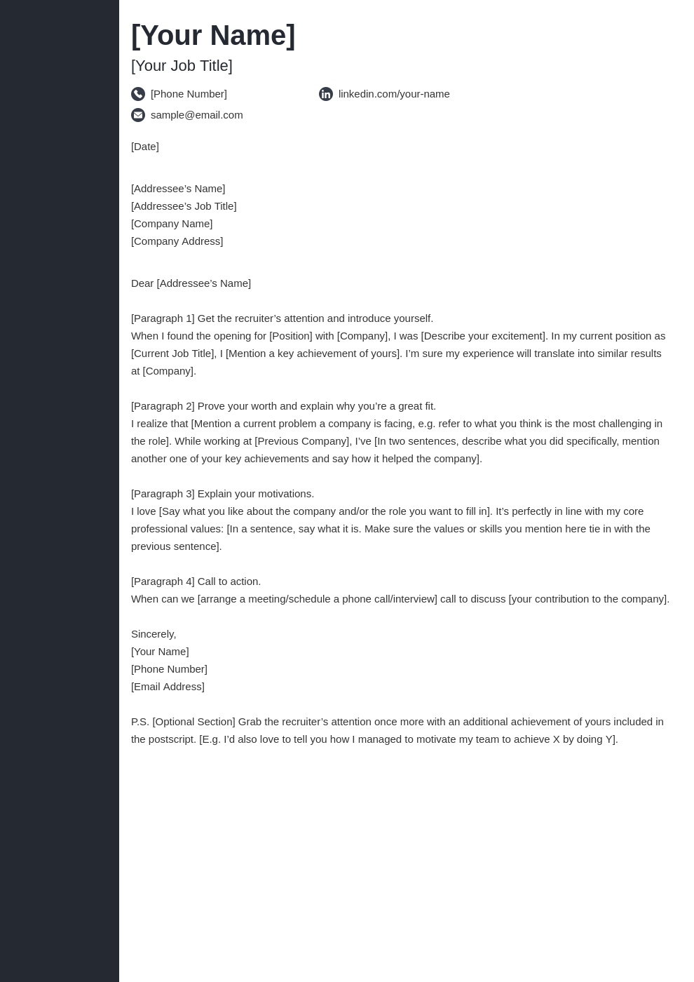 cover letter look template concept uk