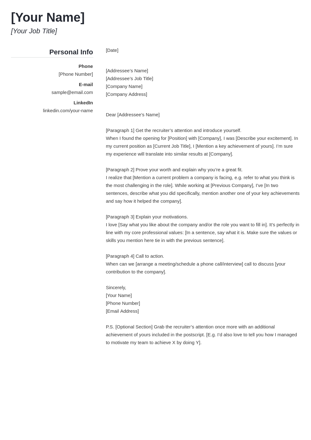 cover letter look template simple