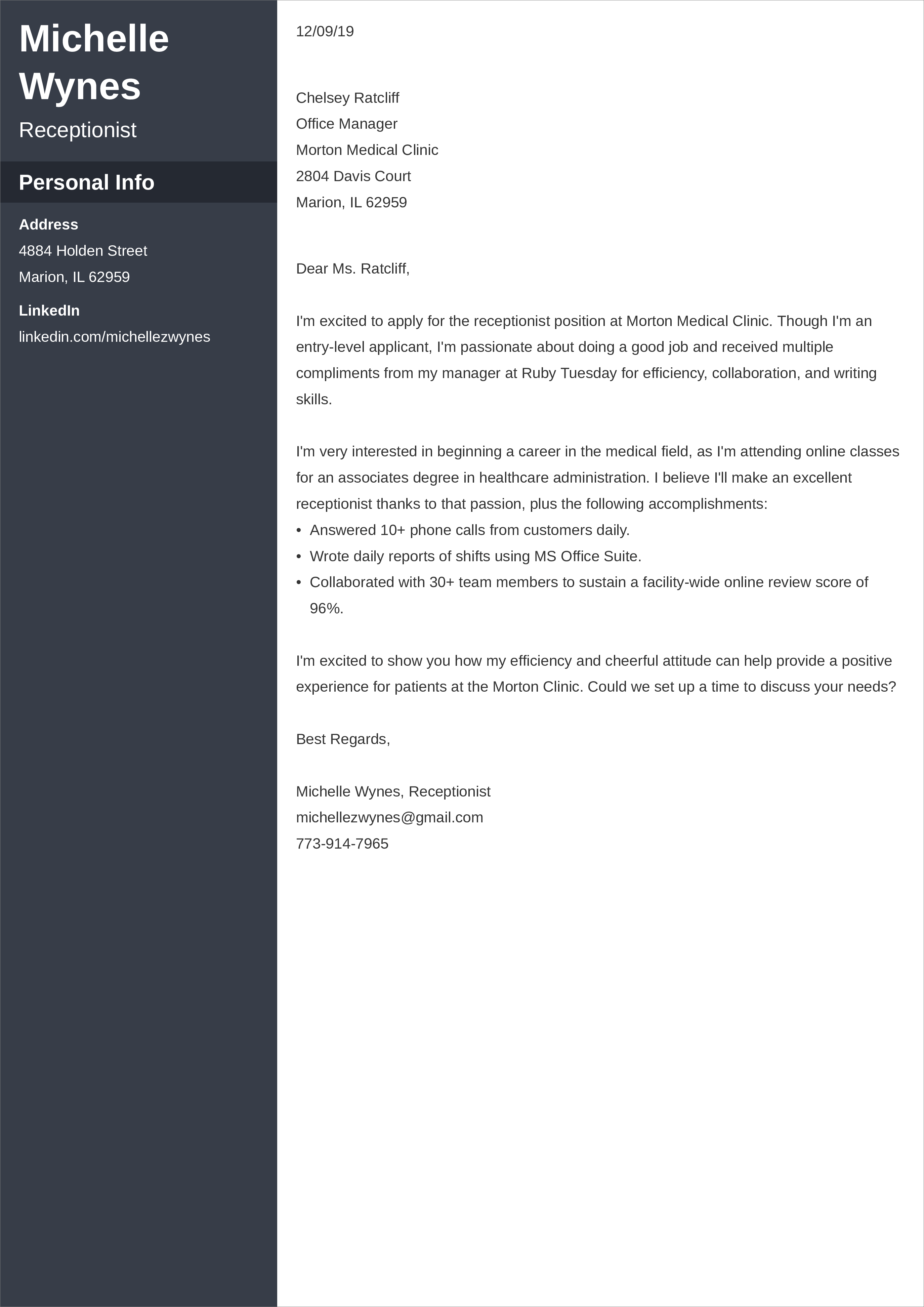 Cover Letter Set Up