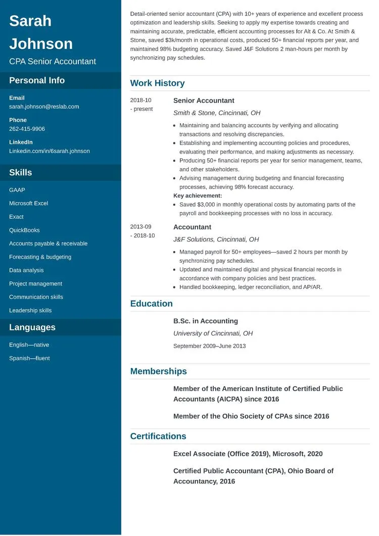 resume format example