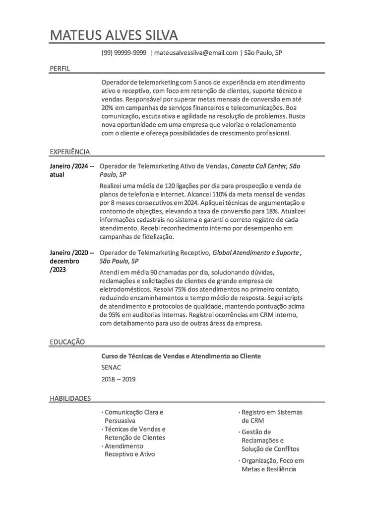 currículo grátis do Word online