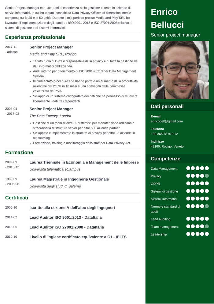 Curriculum Vitae Vuoto in PDF