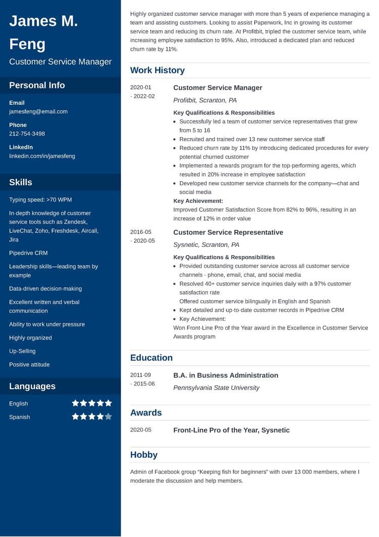 Customer Service Manager Resume Examples & Tips for 2024