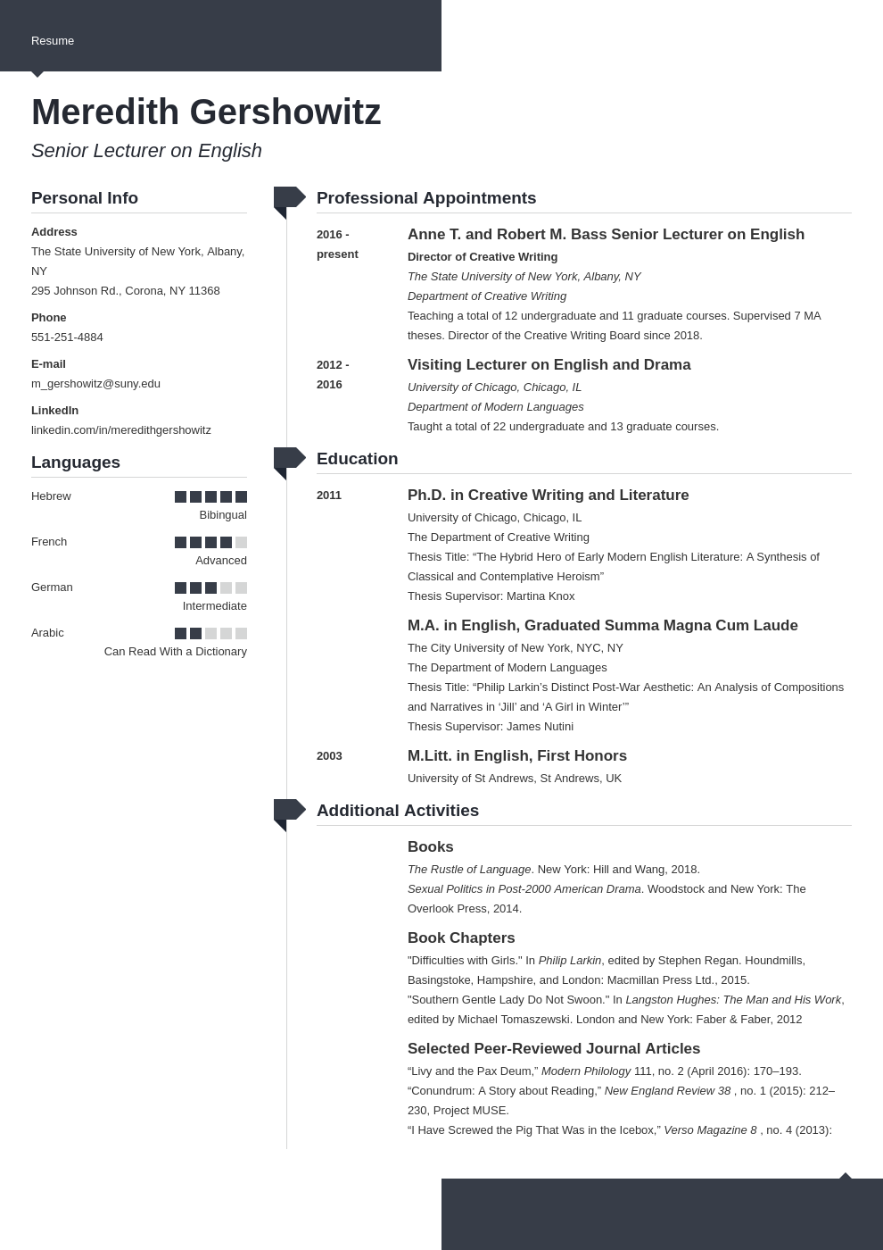 cv academic template modern