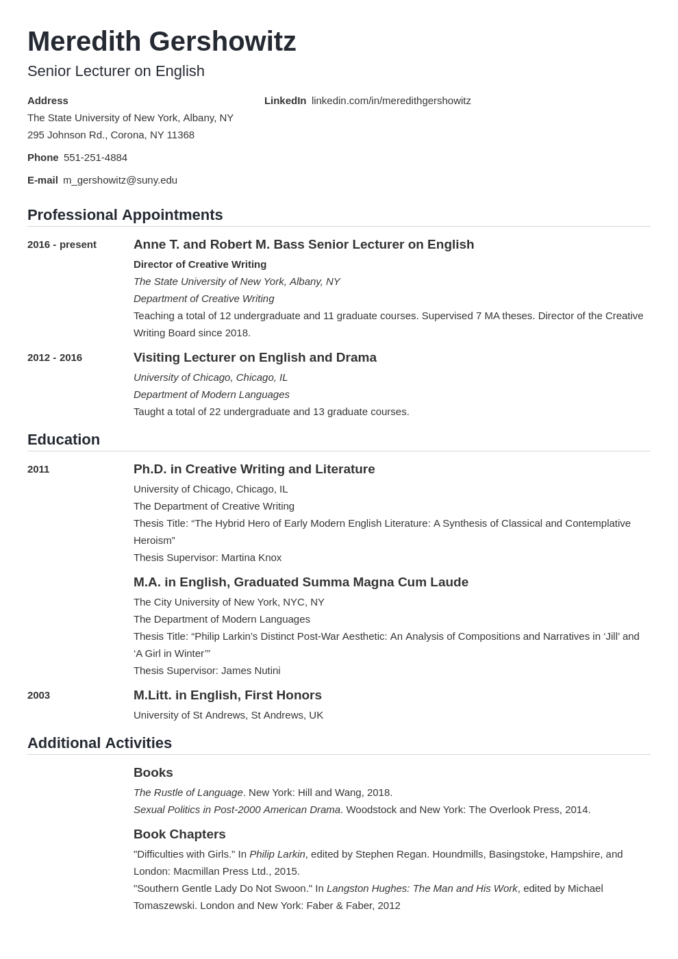 Academic CV Template—Examples, and 25+ Writing Tips