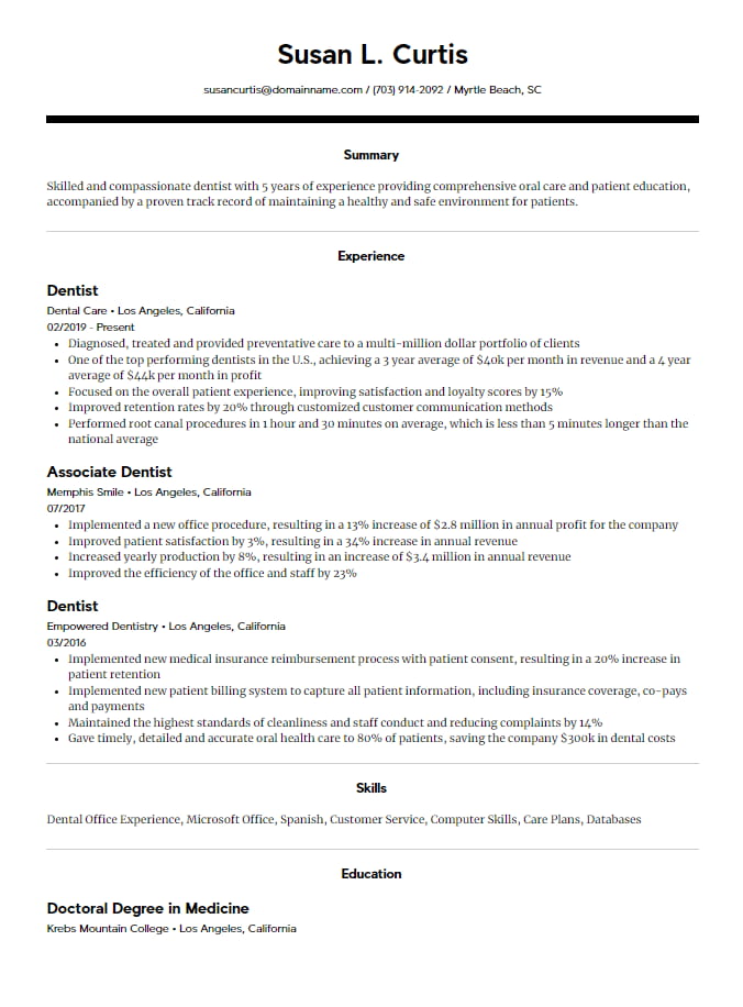 dawn resume template from resume.com