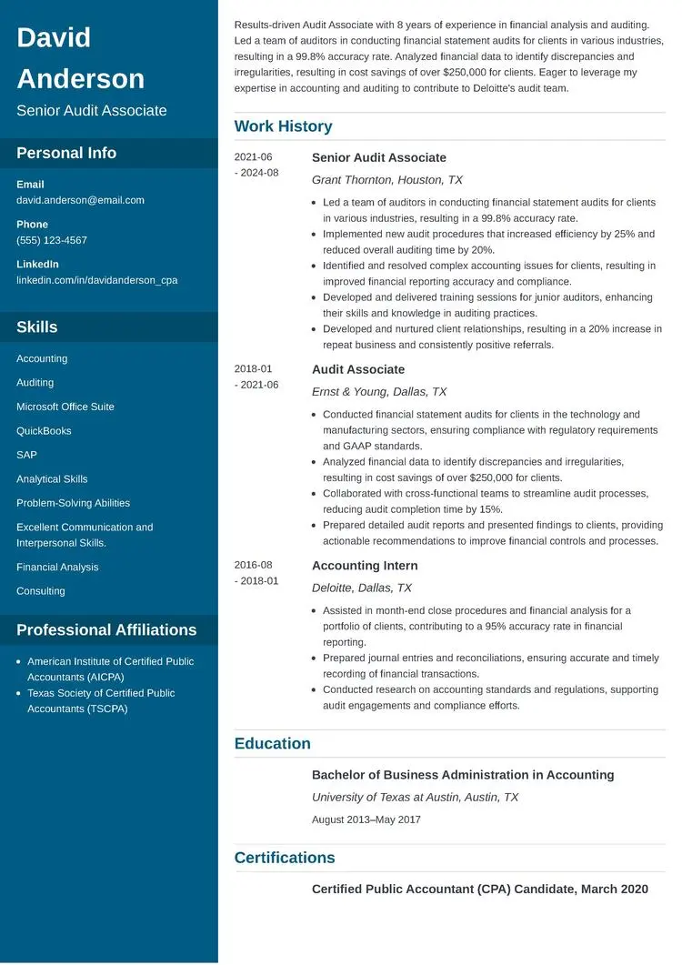 Deloitte Resume Example + Writing Guide For 2024