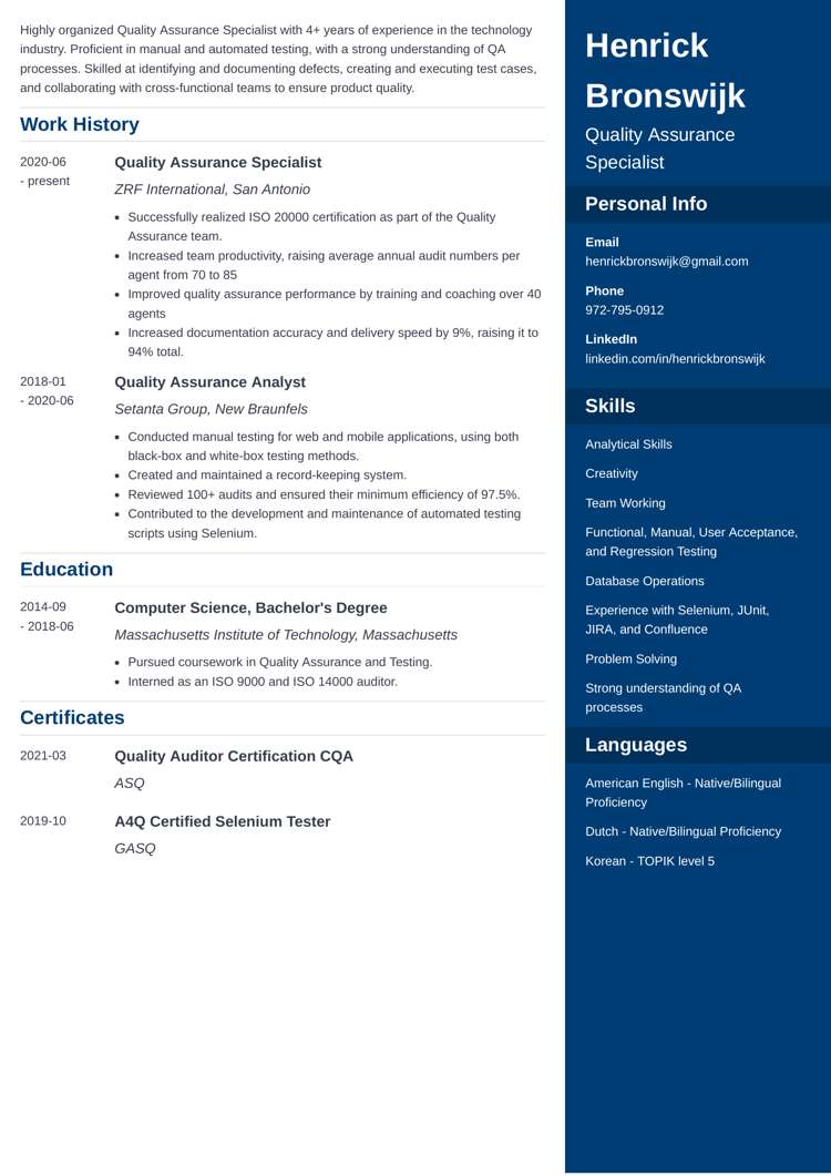 ResumeLab Enfold resume design