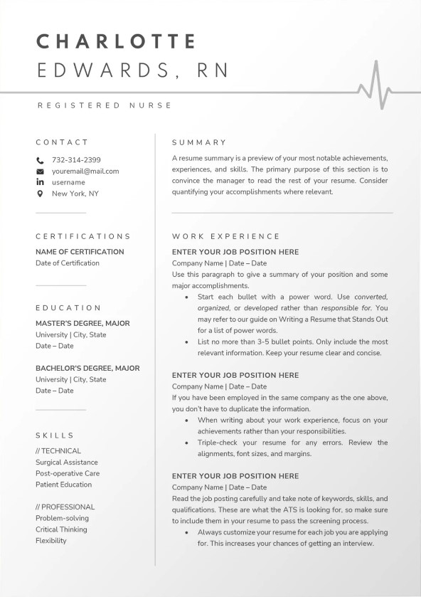Etsy Nurse resume design