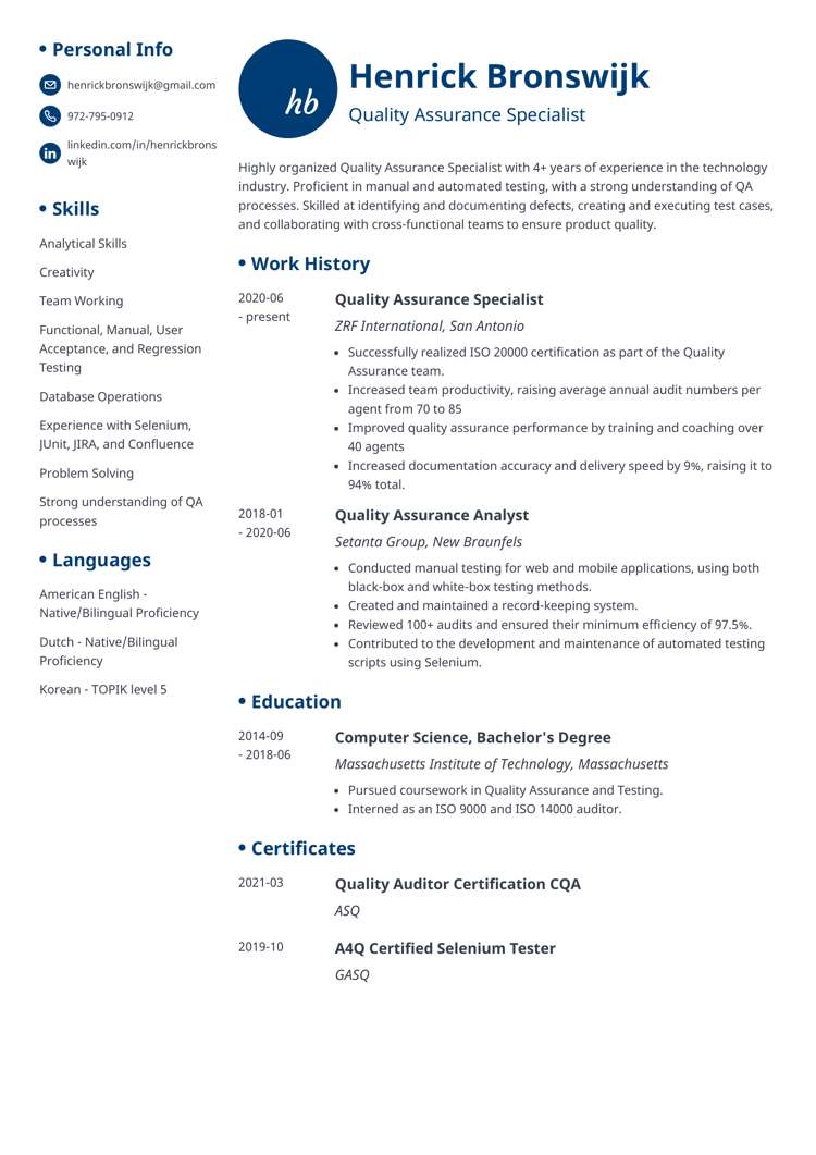 ResumeLab Initials resume design