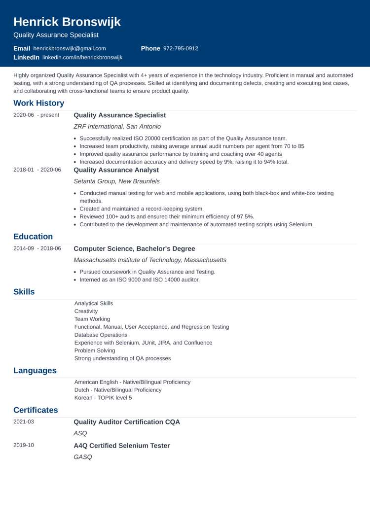 ResumeLab Influx resume design