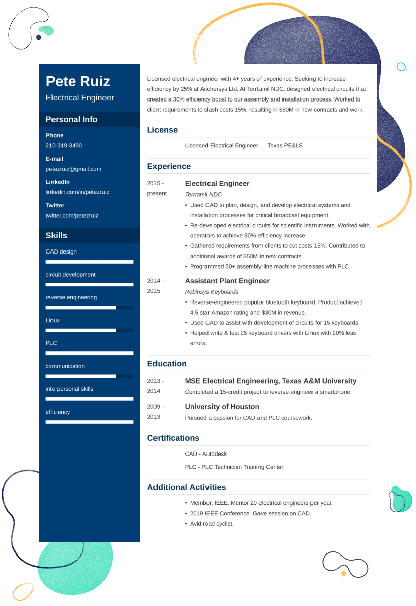 Electrical Engineering Resume Examples Template In 2024