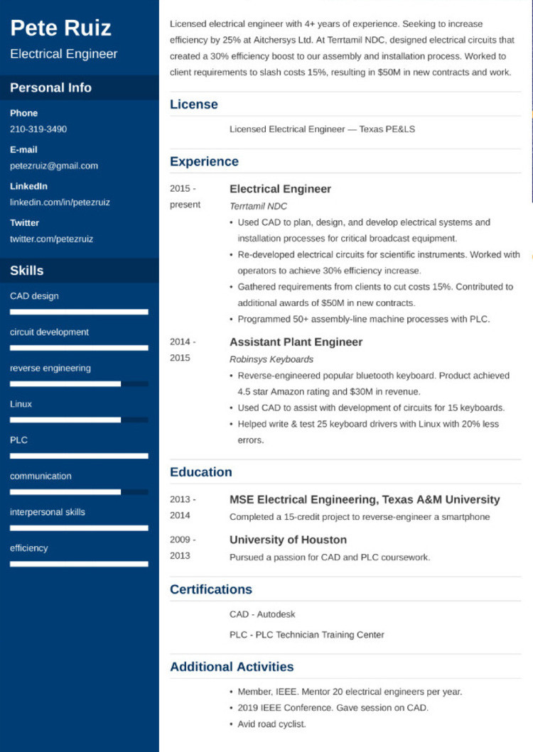 Electrical Engineering Resume—Examples & Template in 2024